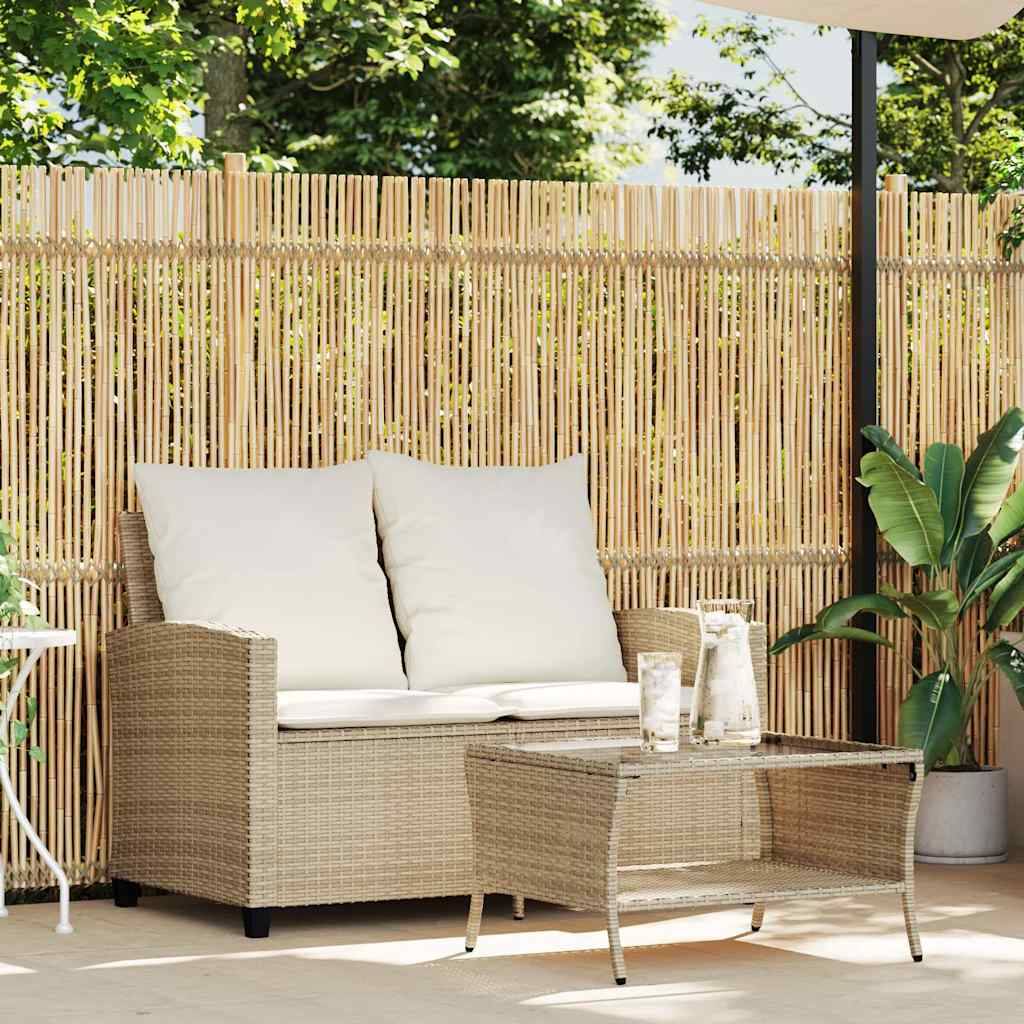 ComfortXL - Canapé Extérieur 2 Places Résine Tressée Beige & Table Verre Trempé Charme Naturel pour Patio Crème – ComfortXL Outdoor Living - Image 3