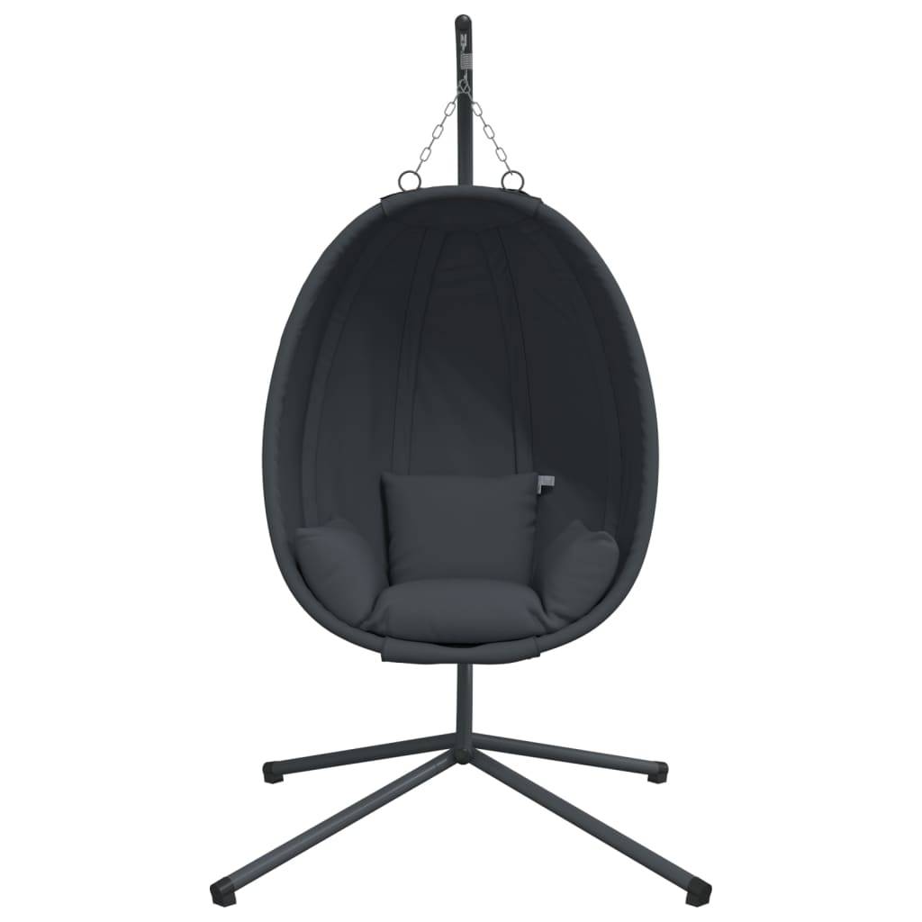 Fauteuil Suspendu Œuf en Tissu Respirant et Acier avec Coussins Épais Lavables pour Salon ou Terrasse Anthracite – ComfortXL Outdoor Living - Image 4