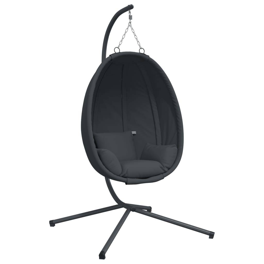 Fauteuil Suspendu Œuf en Tissu Respirant et Acier avec Coussins Épais Lavables pour Salon ou Terrasse Anthracite – ComfortXL Outdoor Living - Image 2