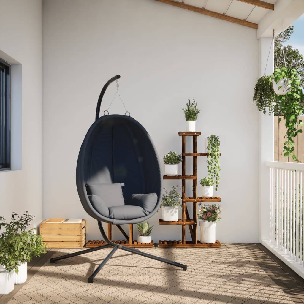 Fauteuil Suspendu Œuf en Tissu Respirant et Acier avec Coussins Épais Lavables pour Salon ou Terrasse Anthracite – ComfortXL Outdoor Living - Image 3