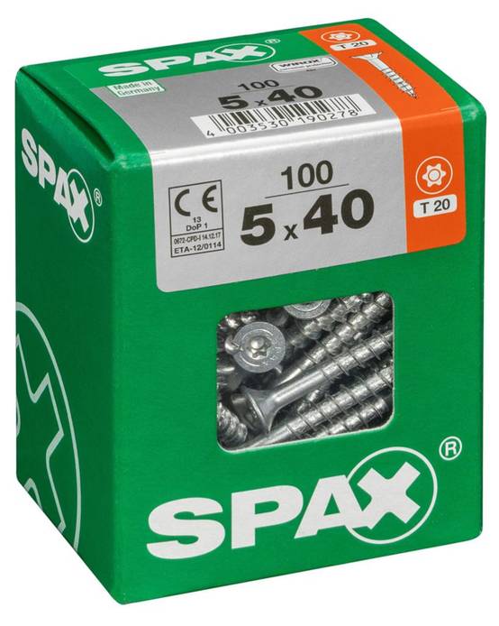 Spax - Lot de 100 vis acier tête fraisée torx SPAX, Diam.5 mm x L.40 mm - Image 1