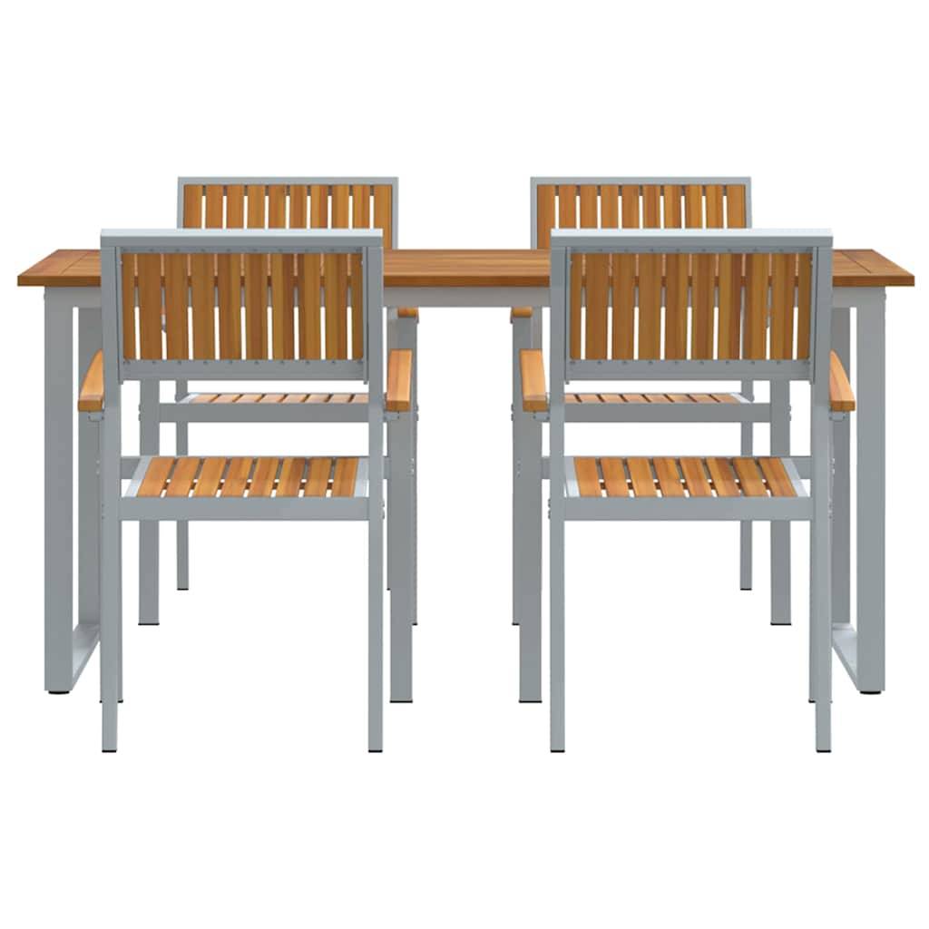 Ensemble de salle à manger jardin 5 pcs gris bois d'acacia 160 x 80 x 75 cm - PANGIVO - Image 7