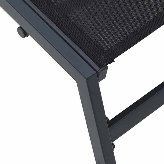 Chaise longue | Transat | Bain de soleil Noir et anthracite 197 x 54 x 86 cm Acier - Image 9