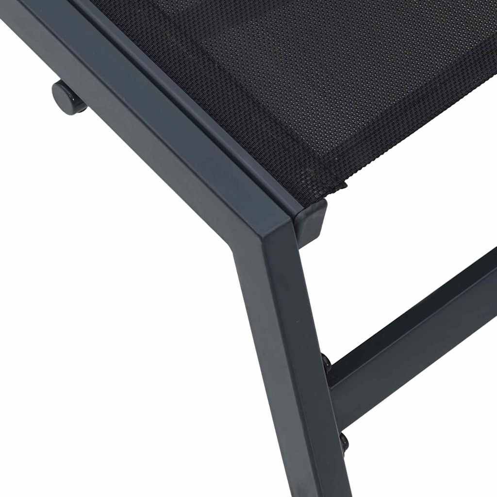 Chaise longue | Transat | Bain de soleil Noir et anthracite 197 x 54 x 86 cm Acier - Image 9