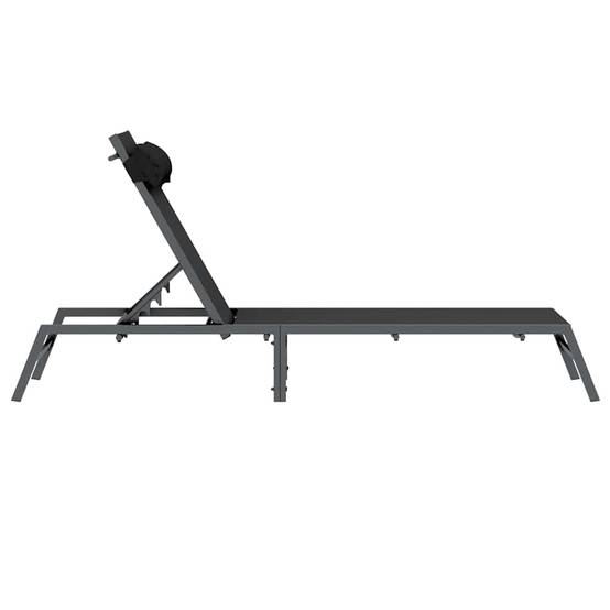 Chaise longue | Transat | Bain de soleil Noir et anthracite 197 x 54 x 86 cm Acier - Image 5