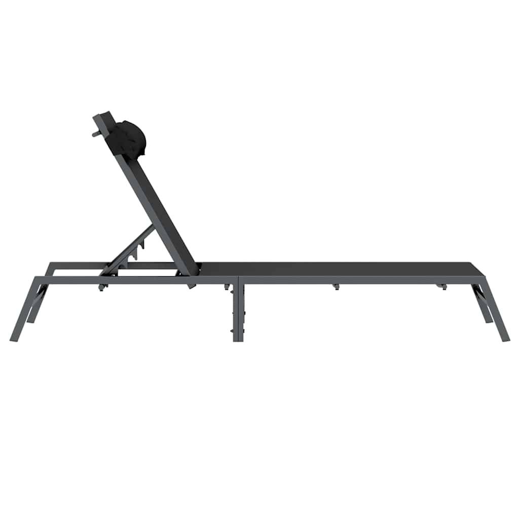 Chaise longue | Transat | Bain de soleil Noir et anthracite 197 x 54 x 86 cm Acier - Image 5