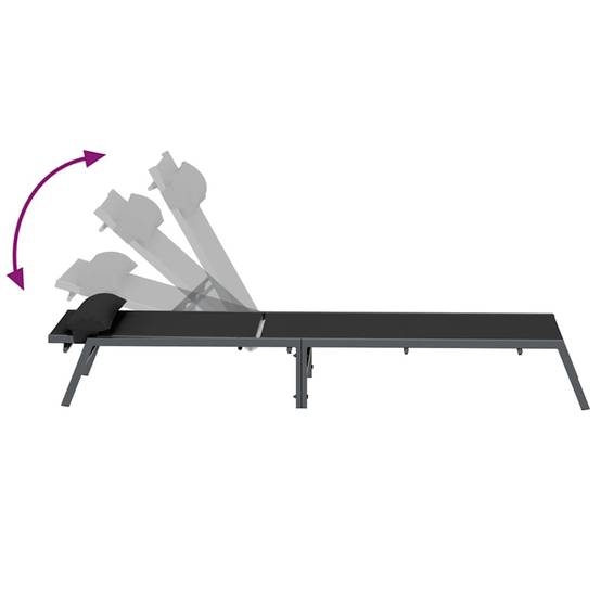 Chaise longue | Transat | Bain de soleil Noir et anthracite 197 x 54 x 86 cm Acier - Image 8