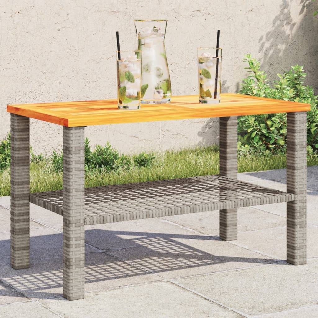ComfortXL - Table Basse de Jardin Design Grise en Résine Tressée avec Plateau en Bois d'Acacia Massif – ComfortXL Outdoor Living - Image 1