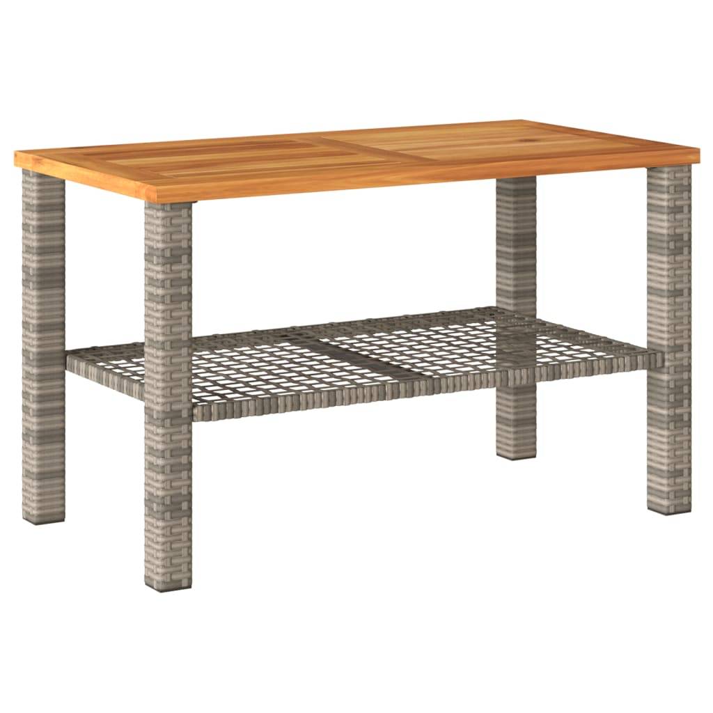 ComfortXL - Table Basse de Jardin Design Grise en Résine Tressée avec Plateau en Bois d'Acacia Massif – ComfortXL Outdoor Living - Image 2