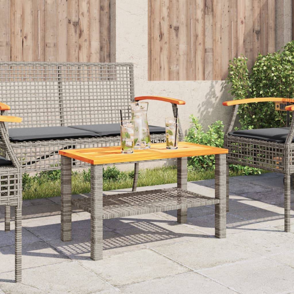 ComfortXL - Table Basse de Jardin Design Grise en Résine Tressée avec Plateau en Bois d'Acacia Massif – ComfortXL Outdoor Living - Image 3