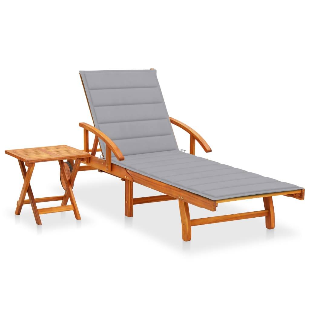 Bain de Soleil Acacia Table Appoint & Coussin Gris Confortable – ComfortXL Outdoor Living - Image 1
