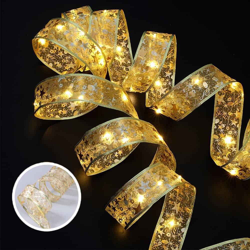 10 M 100 LED Lumières de Ruban de Sapin de Noël,Guirlandes Lumineuses à Ruban Brillant,Ruban Sapin Noël LED,Lumières de ruban de Noël,Arc en Dentelle - Image 3