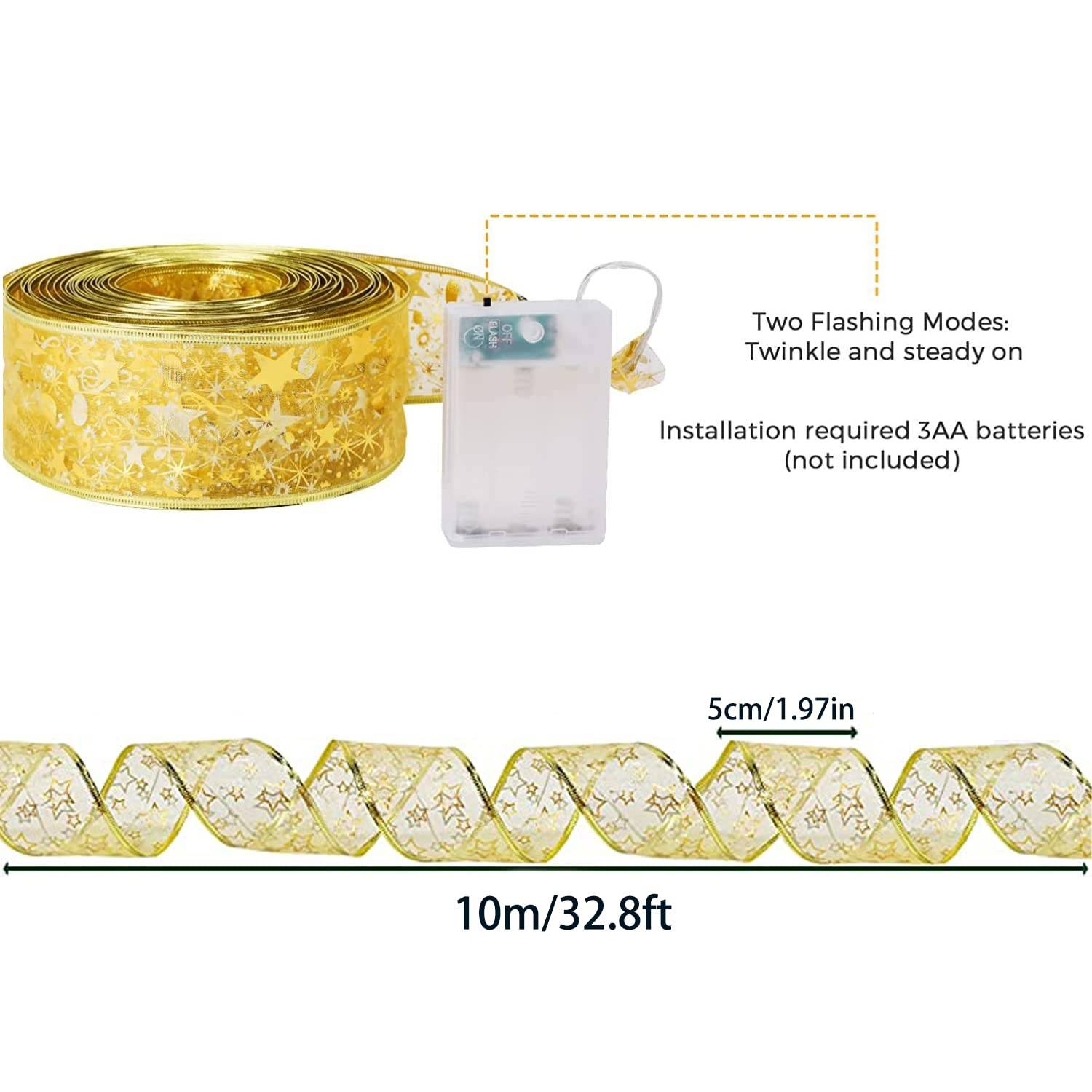 10 M 100 LED Lumières de Ruban de Sapin de Noël,Guirlandes Lumineuses à Ruban Brillant,Ruban Sapin Noël LED,Lumières de ruban de Noël,Arc en Dentelle - Image 2