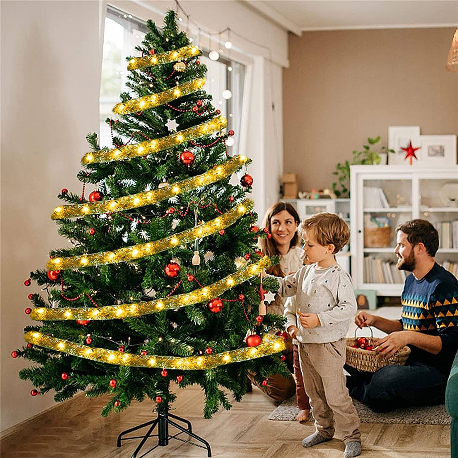 10 M 100 LED Lumières de Ruban de Sapin de Noël,Guirlandes Lumineuses à Ruban Brillant,Ruban Sapin Noël LED,Lumières de ruban de Noël,Arc en Dentelle - Image 5