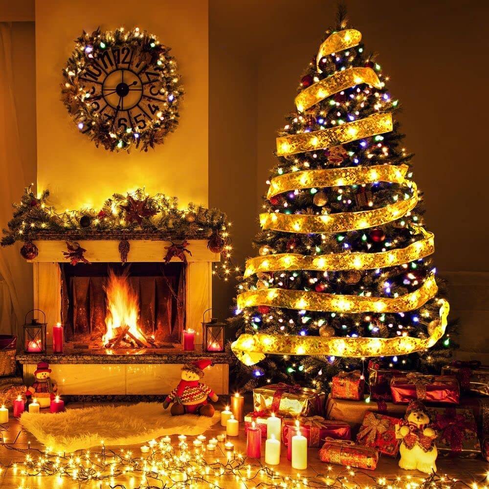10 M 100 LED Lumières de Ruban de Sapin de Noël,Guirlandes Lumineuses à Ruban Brillant,Ruban Sapin Noël LED,Lumières de ruban de Noël,Arc en Dentelle - Image 9