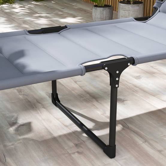 Lot 2 transats pliables métal extérieur dossier pare-soleil réglables gris - ComfortXL Outdoor Living - Image 10