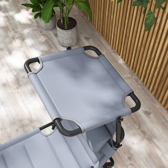 Lot 2 transats pliables métal extérieur dossier pare-soleil réglables gris - ComfortXL Outdoor Living - Image 9