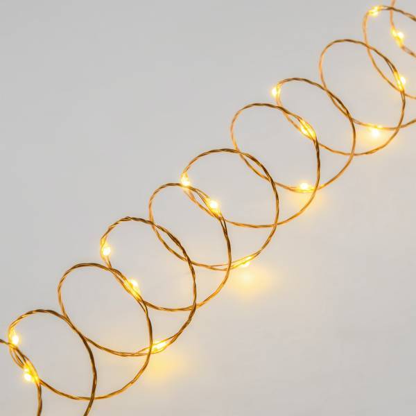 Lotti - Guirlande lumineuse à batterie rechargeable USB 10m 100 MicroLED blanc chaud 8 modes fil métal cuivré IP44 Lotti - Image 8