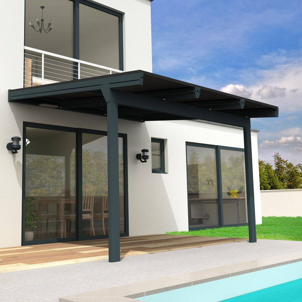 Intersun - Pergola solaire photovoltaïque CORNALINE 4,594x3,95m 8 panneaux (Gris anthracite RAL 7016) - Image 3