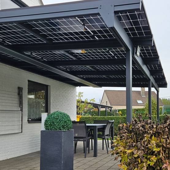 Intersun - Pergola solaire photovoltaïque CORNALINE 4,594x3,95m 8 panneaux (Gris anthracite RAL 7016) - Image 2