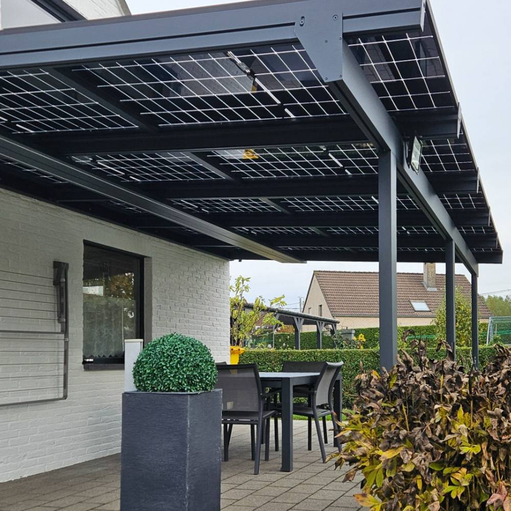 Intersun - Pergola solaire photovoltaïque CORNALINE 4,594x3,95m 8 panneaux (Gris anthracite RAL 7016) - Image 2