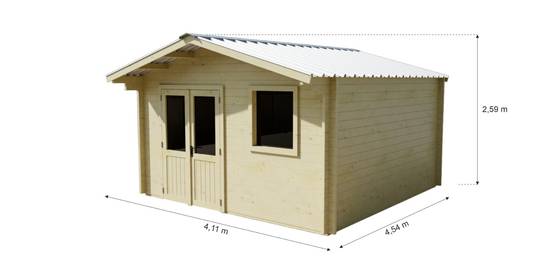 Habrita - Abri Madriers bois massif - 42 mm - surface extérieur 18,66 m2 - Toit double pente - couverture Bac acier - Image 7