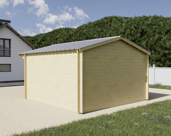 Habrita - Abri Madriers bois massif - 42 mm - surface extérieur 18,66 m2 - Toit double pente - couverture Bac acier - Image 3