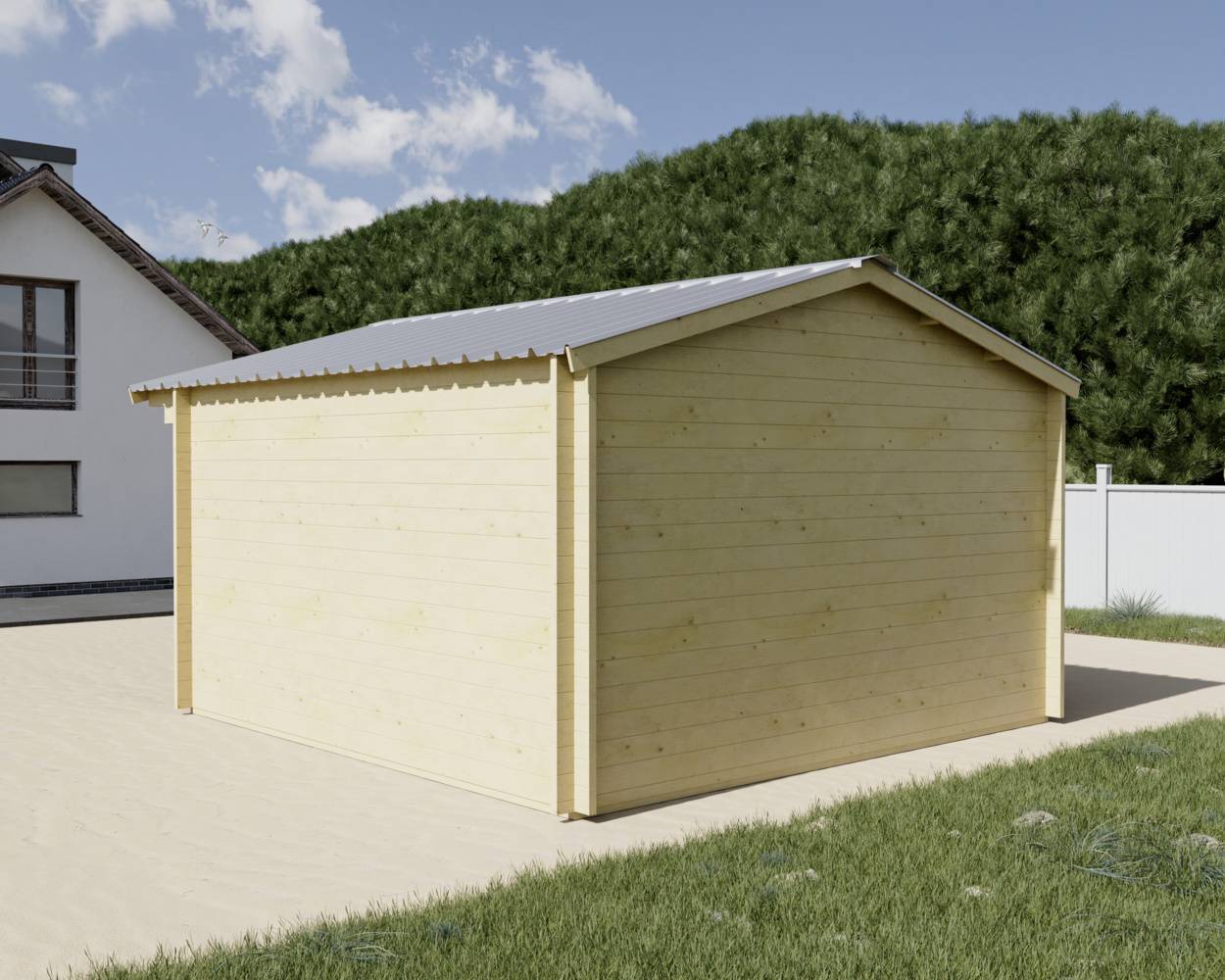 Habrita - Abri Madriers bois massif - 42 mm - surface extérieur 18,66 m2 - Toit double pente - couverture Bac acier - Image 3