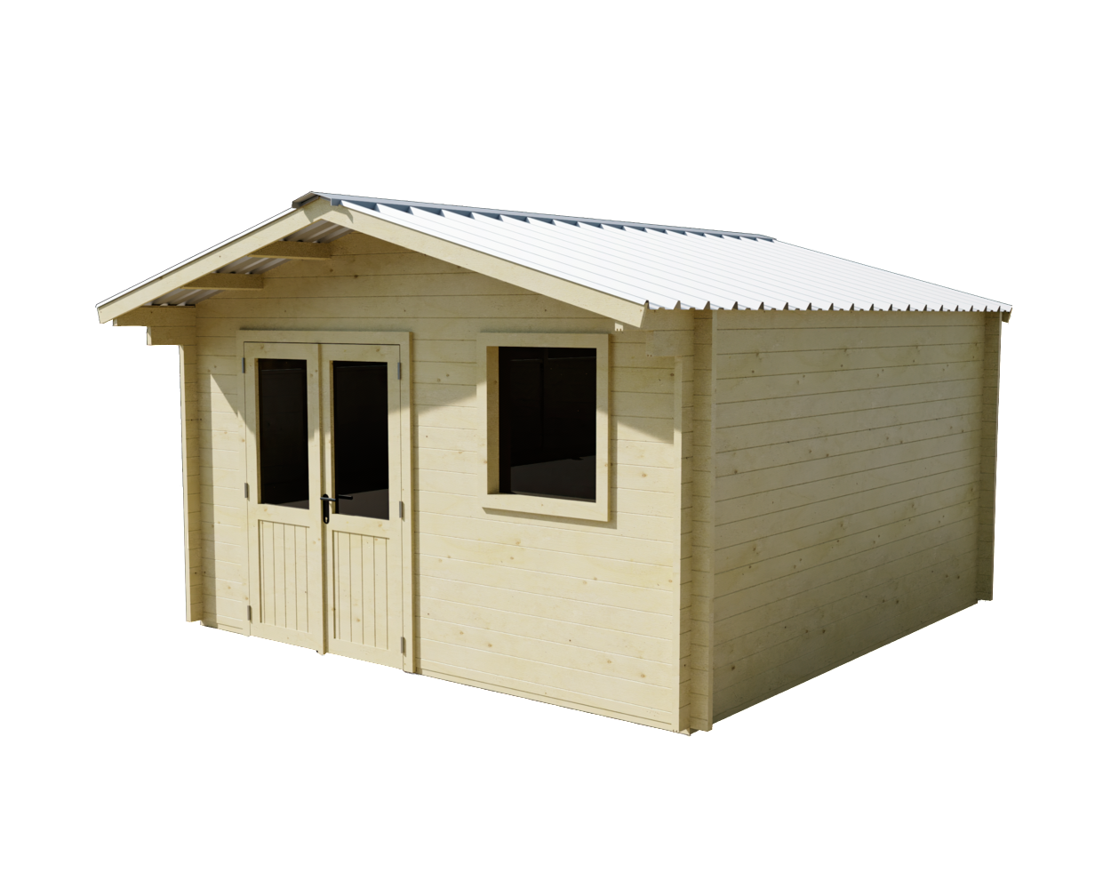 Habrita - Abri Madriers bois massif - 42 mm - surface extérieur 18,66 m2 - Toit double pente - couverture Bac acier - Image 6