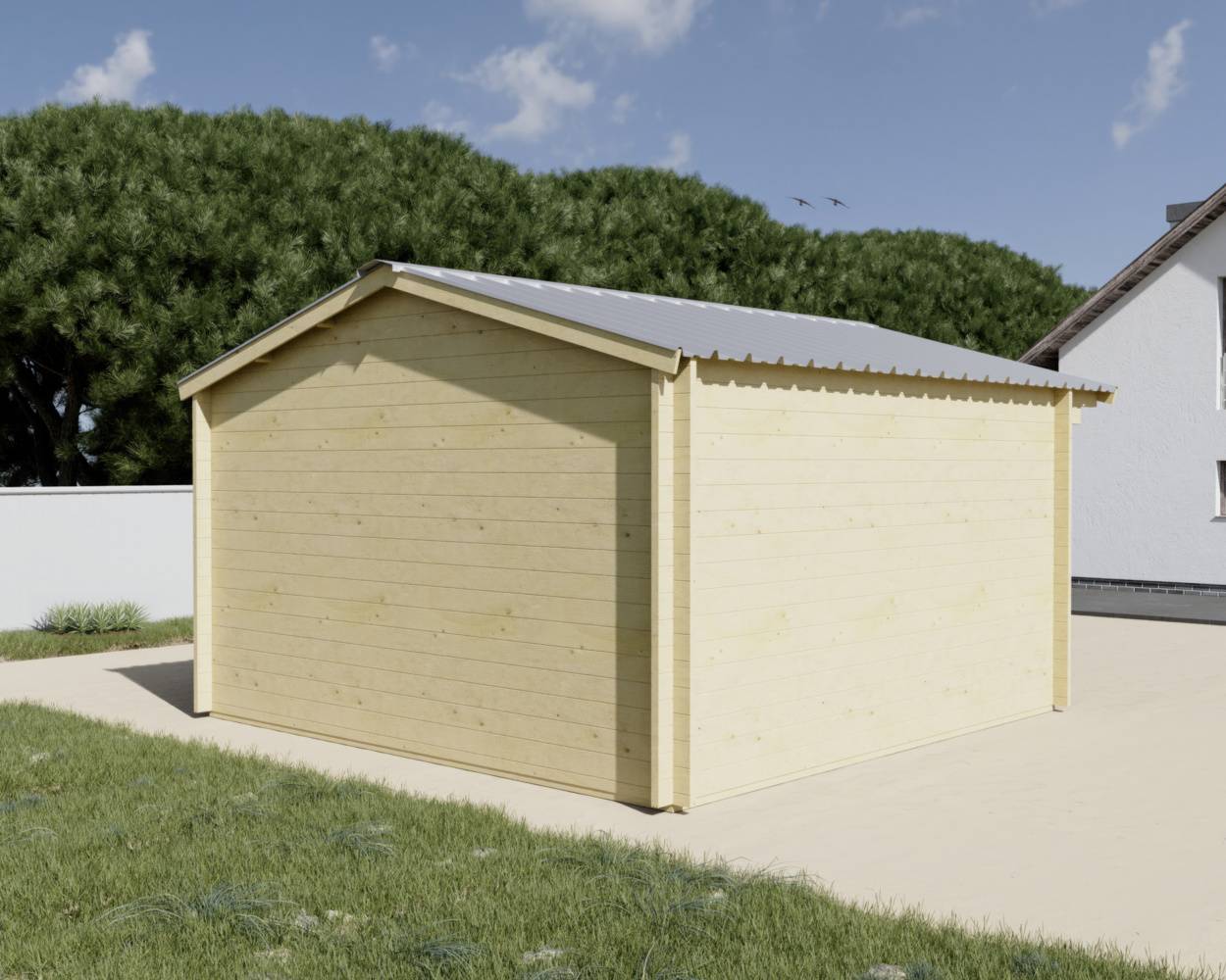 Habrita - Abri Madriers bois massif - 42 mm - surface extérieur 18,66 m2 - Toit double pente - couverture Bac acier - Image 4