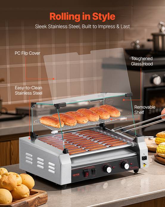 Rouleau à Hot-dogs,VEVOR 11 Rouleaux,machine à Griller Les Saucisses En Acier Inoxydable Double Controle Temperature 30 Hot Dogs 2 2 Kw Avec Couvercl 93862545 Rouleau à Hot-dogs,VEVOR 11 Rouleaux,machine à Griller Les Saucisses En Acier Inoxydable Double Controle Temperature 30 Hot Dogs 2 2 Kw Avec Couvercl 93862545