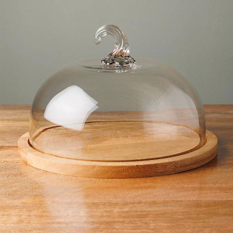 Cloche à fromages verre sur plateau rond 29x20cm - Image 1
