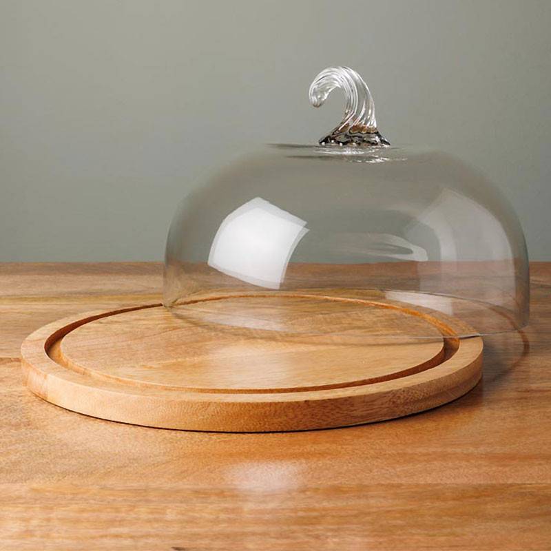 Cloche à fromages verre sur plateau rond 29x20cm - Image 3