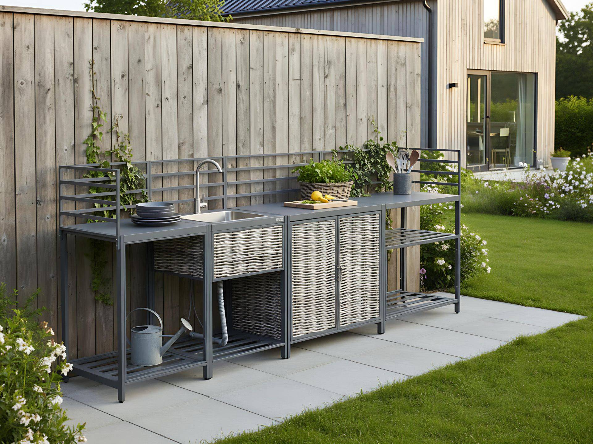 Beliani - Cuisine de jardin Aluminium Gris MIRADOR - Beliani - Image 1