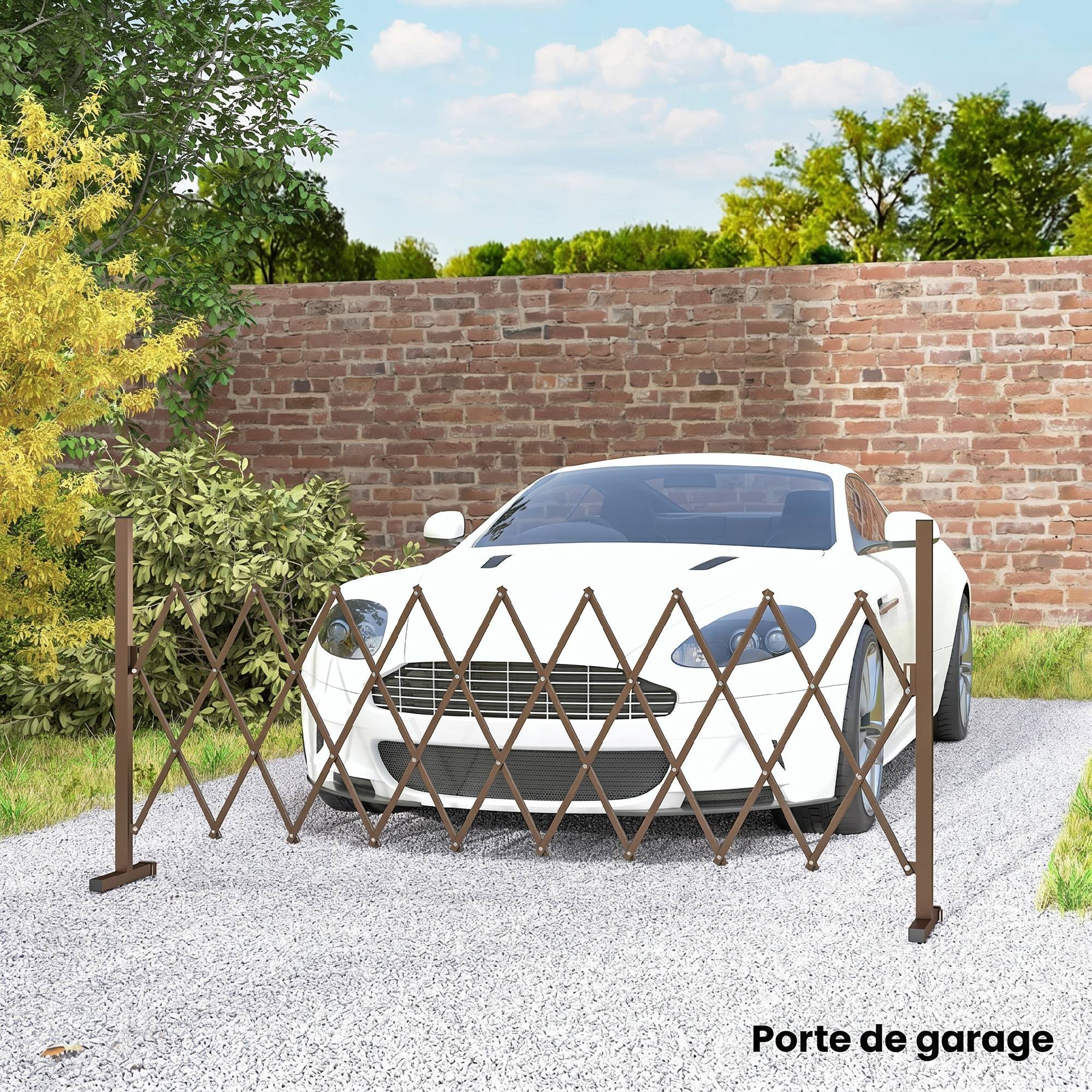 Barrière Extensible rétractable barrière de sécurité 250L x 31l x 104H cm alu métal Chocolat - Image 8