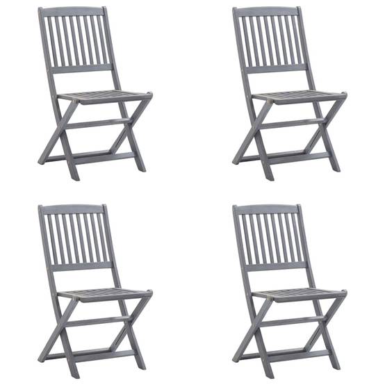 Chaises pliables extérieures bois acacia gris avec coussins 44 x 50 x 88 cm - PANGIVO - Image 3