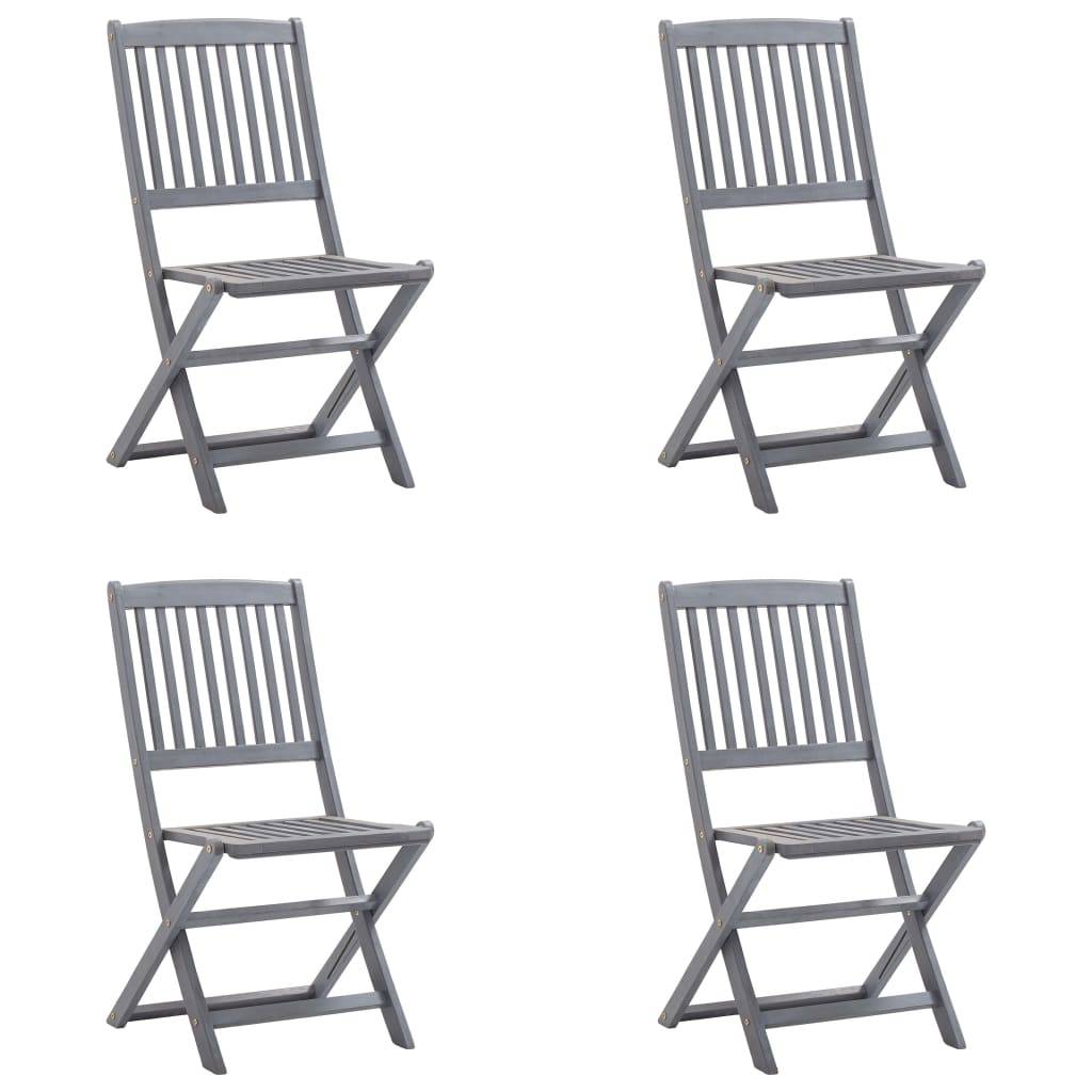 Chaises pliables extérieures bois acacia gris avec coussins 44 x 50 x 88 cm - PANGIVO - Image 3