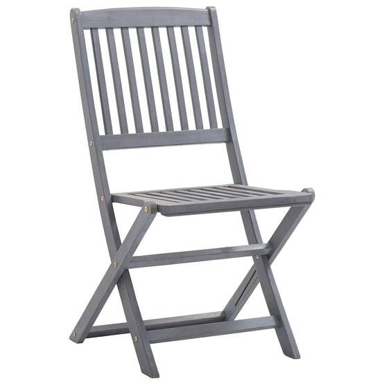 Chaises pliables extérieures bois acacia gris avec coussins 44 x 50 x 88 cm - PANGIVO - Image 4