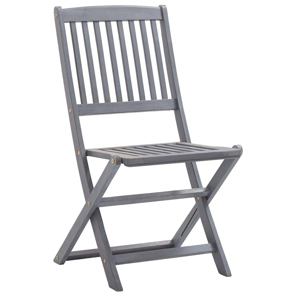 Chaises pliables extérieures bois acacia gris avec coussins 44 x 50 x 88 cm - PANGIVO - Image 4