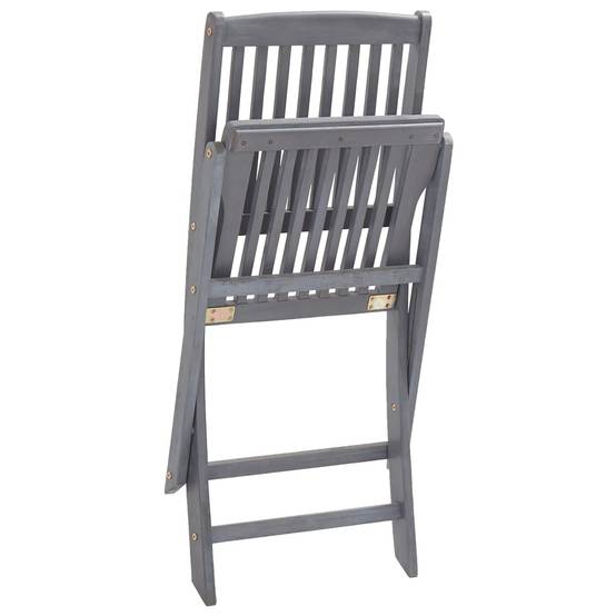 Chaises pliables extérieures bois acacia gris avec coussins 44 x 50 x 88 cm - PANGIVO - Image 5
