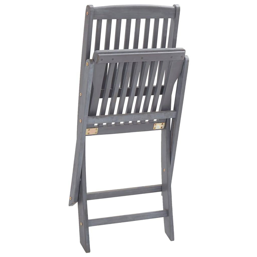 Chaises pliables extérieures bois acacia gris avec coussins 44 x 50 x 88 cm - PANGIVO - Image 5