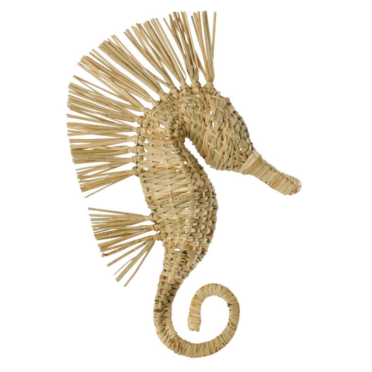 J-Line - Déco Murale Hippocampe Herbe "Nut" 40cm Naturel - Image 1