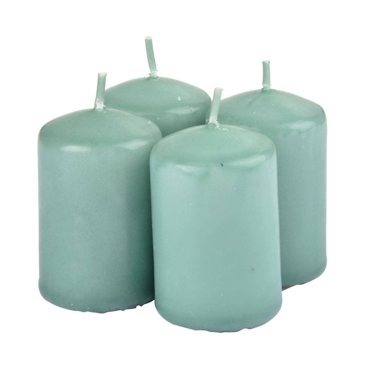 Lot de 4 Bougies Pilier "Essentiel II" 6cm Thé Vert - Image 1