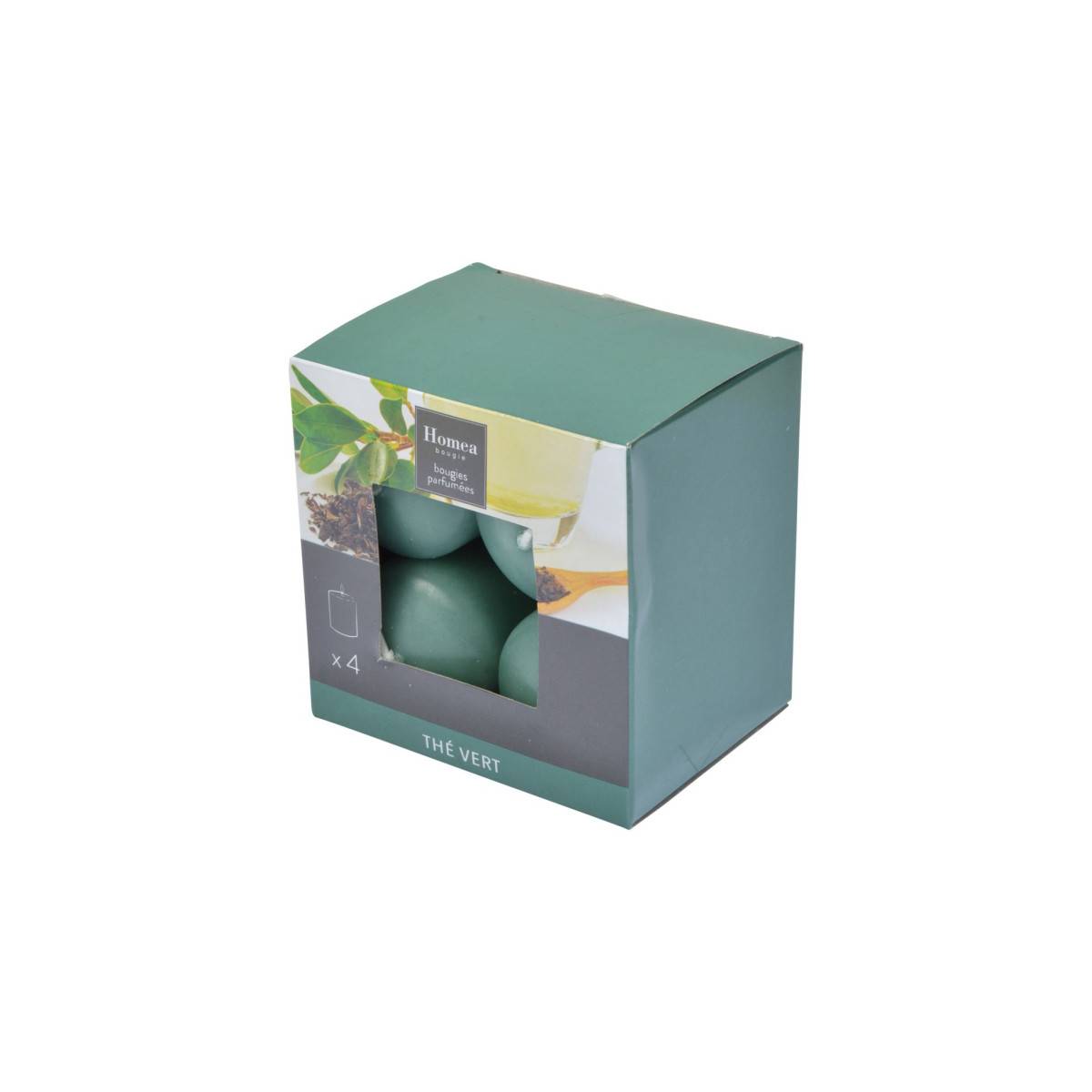 Lot de 4 Bougies Pilier "Essentiel II" 6cm Thé Vert - Image 3
