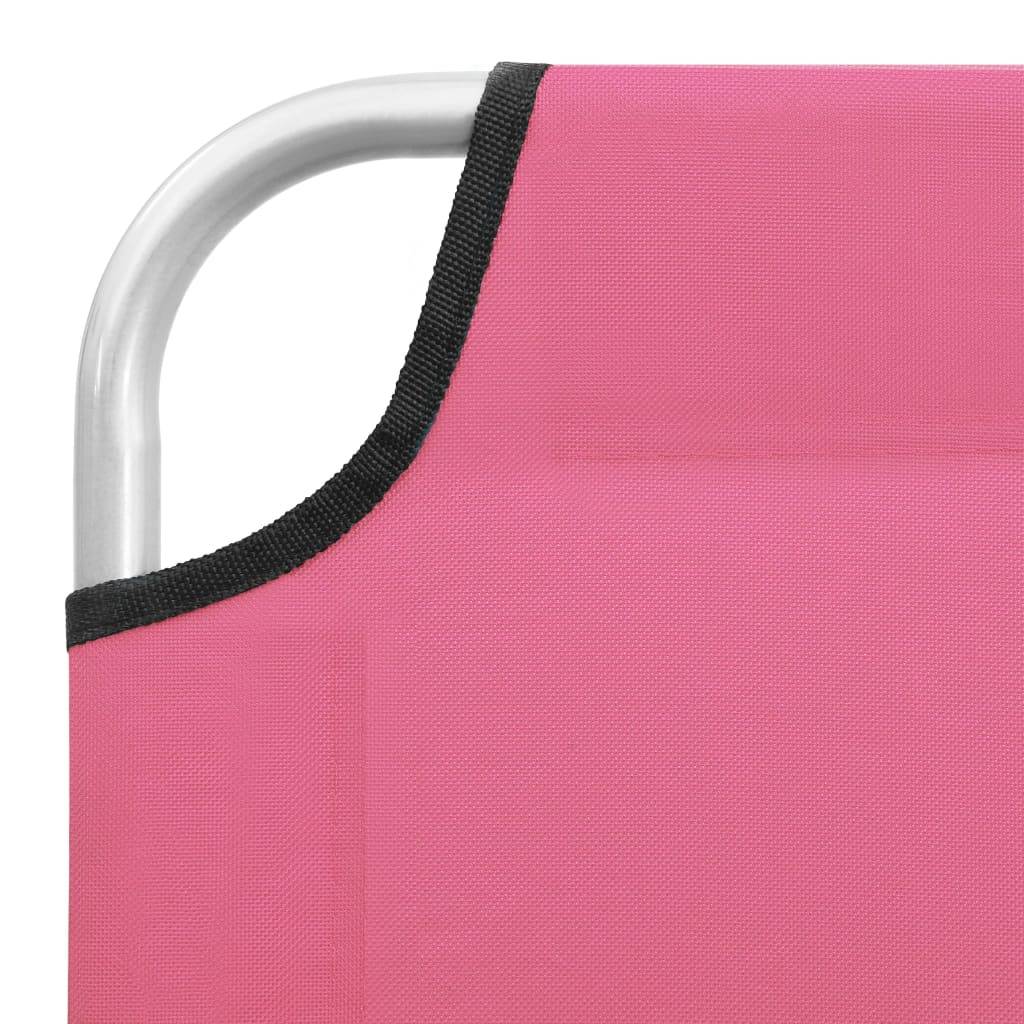 Maison Chic - Bain de soleil pliable - Transat - Chaise longue acier et tissu rose - MEUBLE PRO - Image 7