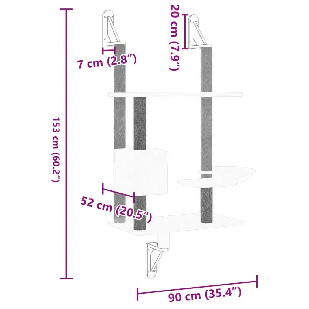 Vidaxl - Arbre à chat mural avec griffoir gris foncé 153 cm vidaXL 172406 - Image 8
