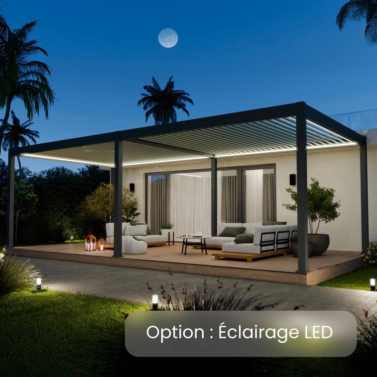Direct Abris - Pergola Bioclimatique Aluminium Autoportee 32m² - 4x8 Anthracite - Certifié Resistant UV - Lames Inclinables - ECLIPSE 32 - Image 8