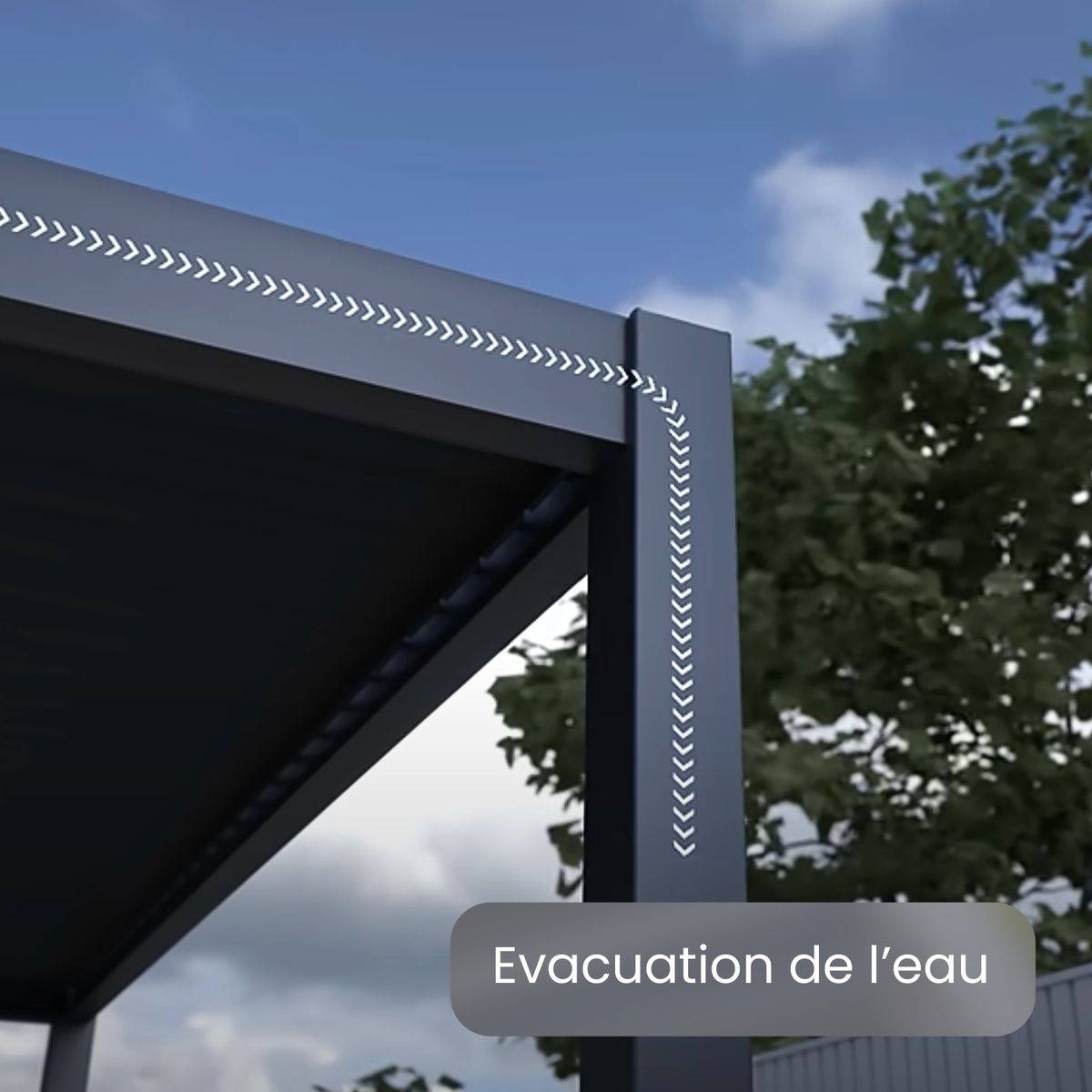 Direct Abris - Pergola Bioclimatique Aluminium Autoportee 32m² - 4x8 Anthracite - Certifié Resistant UV - Lames Inclinables - ECLIPSE 32 - Image 6