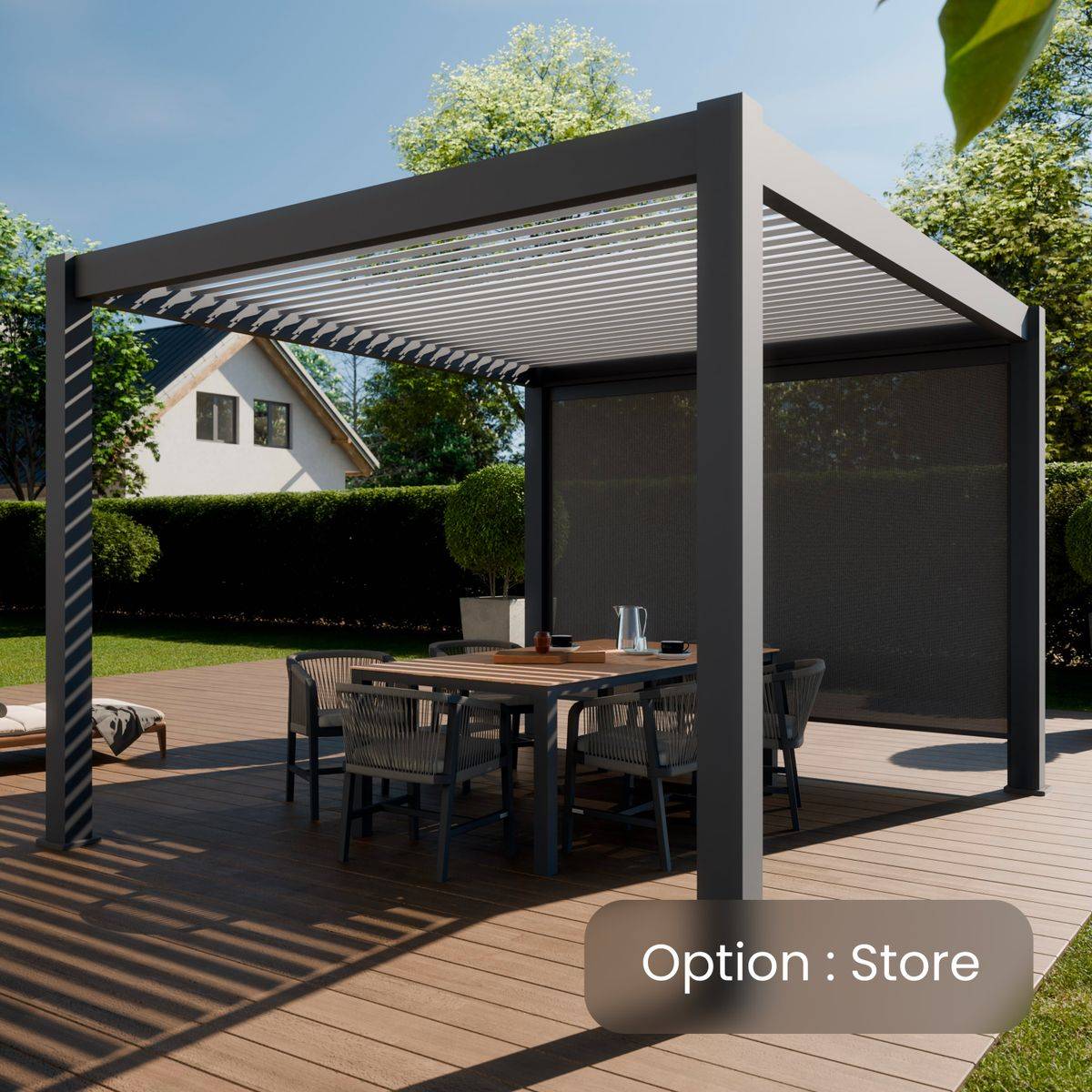 Direct Abris - Pergola Bioclimatique Aluminium Autoportee 32m² - 4x8 Anthracite - Certifié Resistant UV - Lames Inclinables - ECLIPSE 32 - Image 9