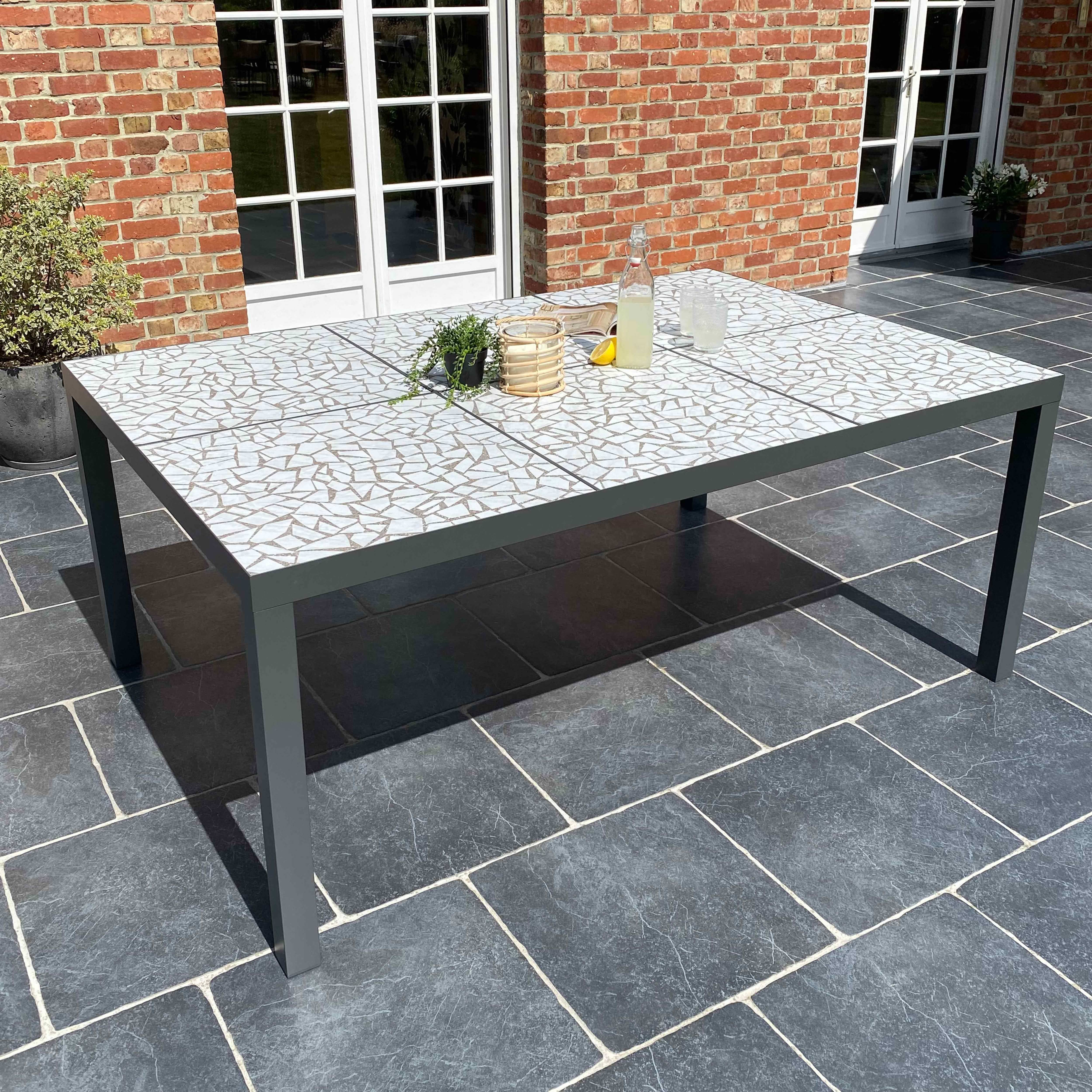 Oviala - Table de jardin en céramique effet mozaic 10 places 182 cm Tivoli - Oviala - Image 3